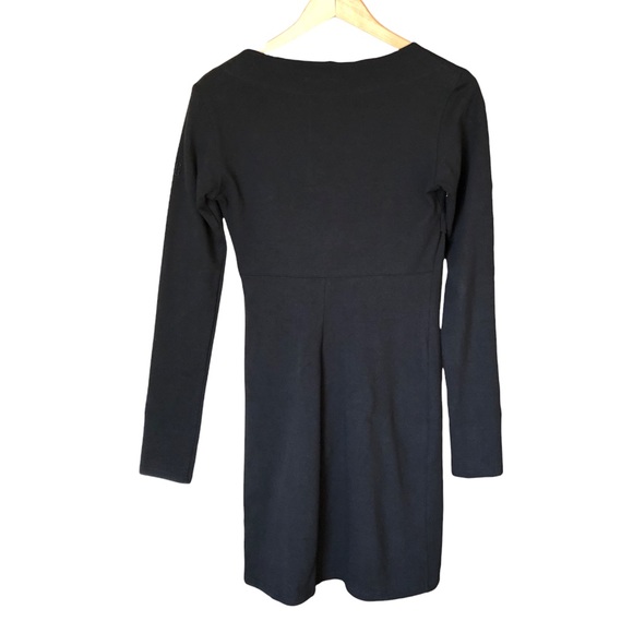 FIG Long Sleeve Faux Wrap Dress in Black Size Small - Picture 4 of 13